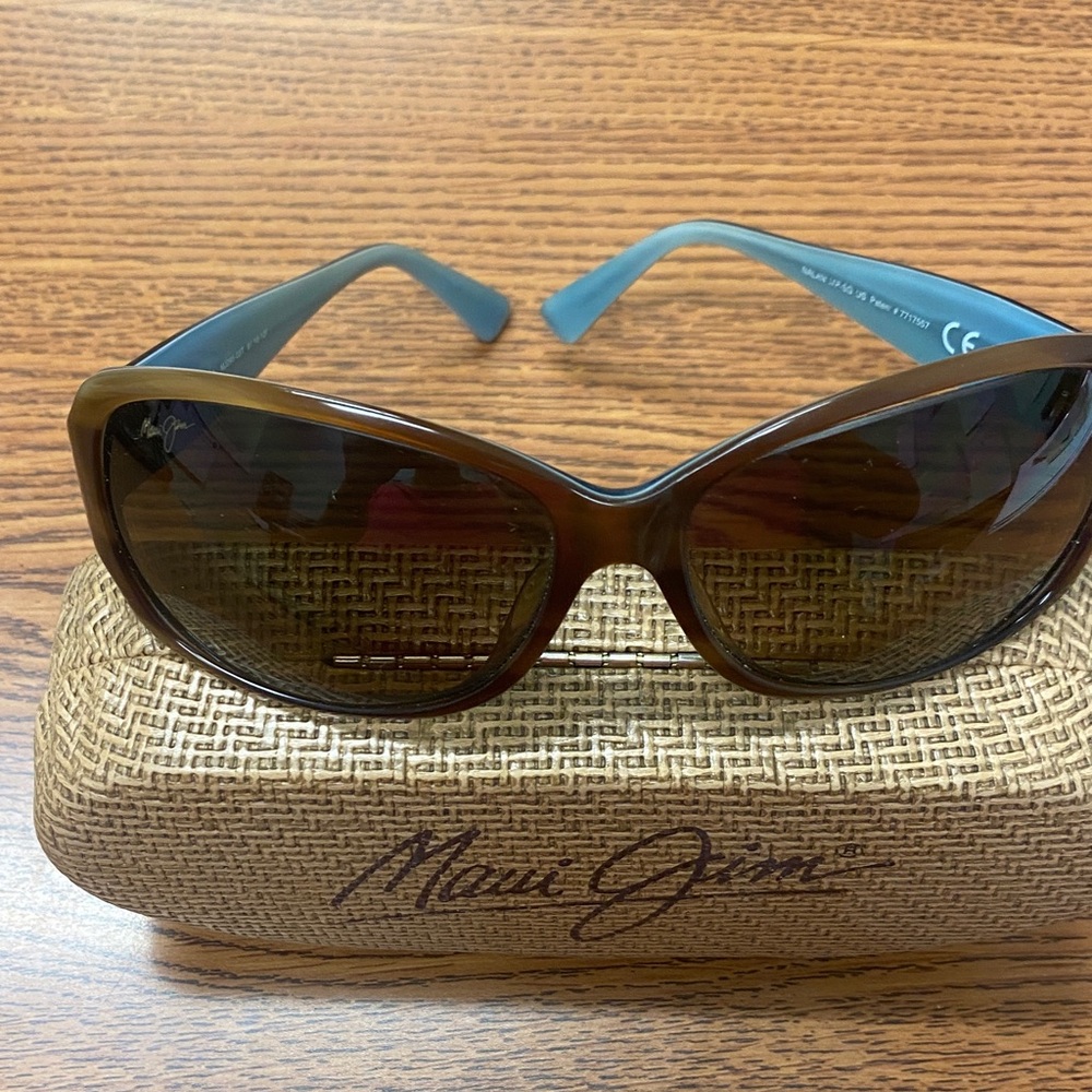Maui Jim Tortoise and Blue Sunglasses